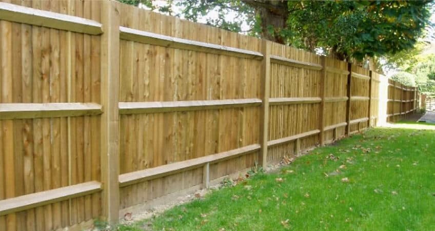 Wooden garden fence around a residential property